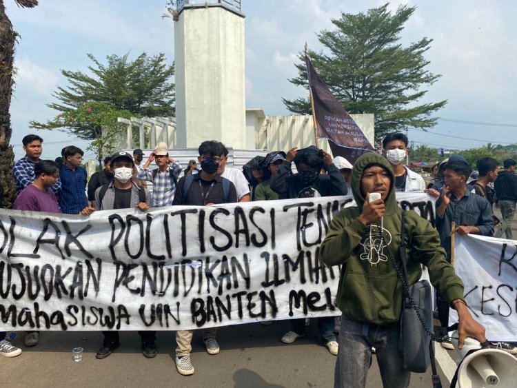 Hardiknas 2023 Mahasiswa Teriakan Hal Ini ke Kantor Gubernur Banten