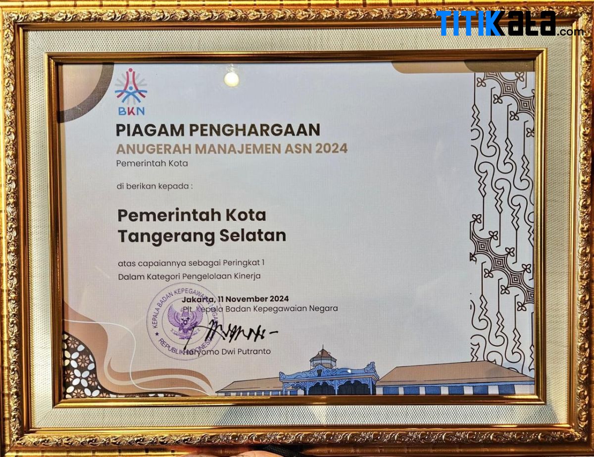 Tangsel Raih Penghargaan Tingkat Nasional untuk Pengelolaan Kinerja Terbaik dari BKN