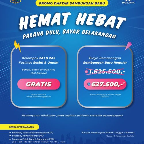 PAM JAYA Gratiskan Biaya Sambungan Baru untuk Warga Jakarta, Cek Syaratnya di Sini!